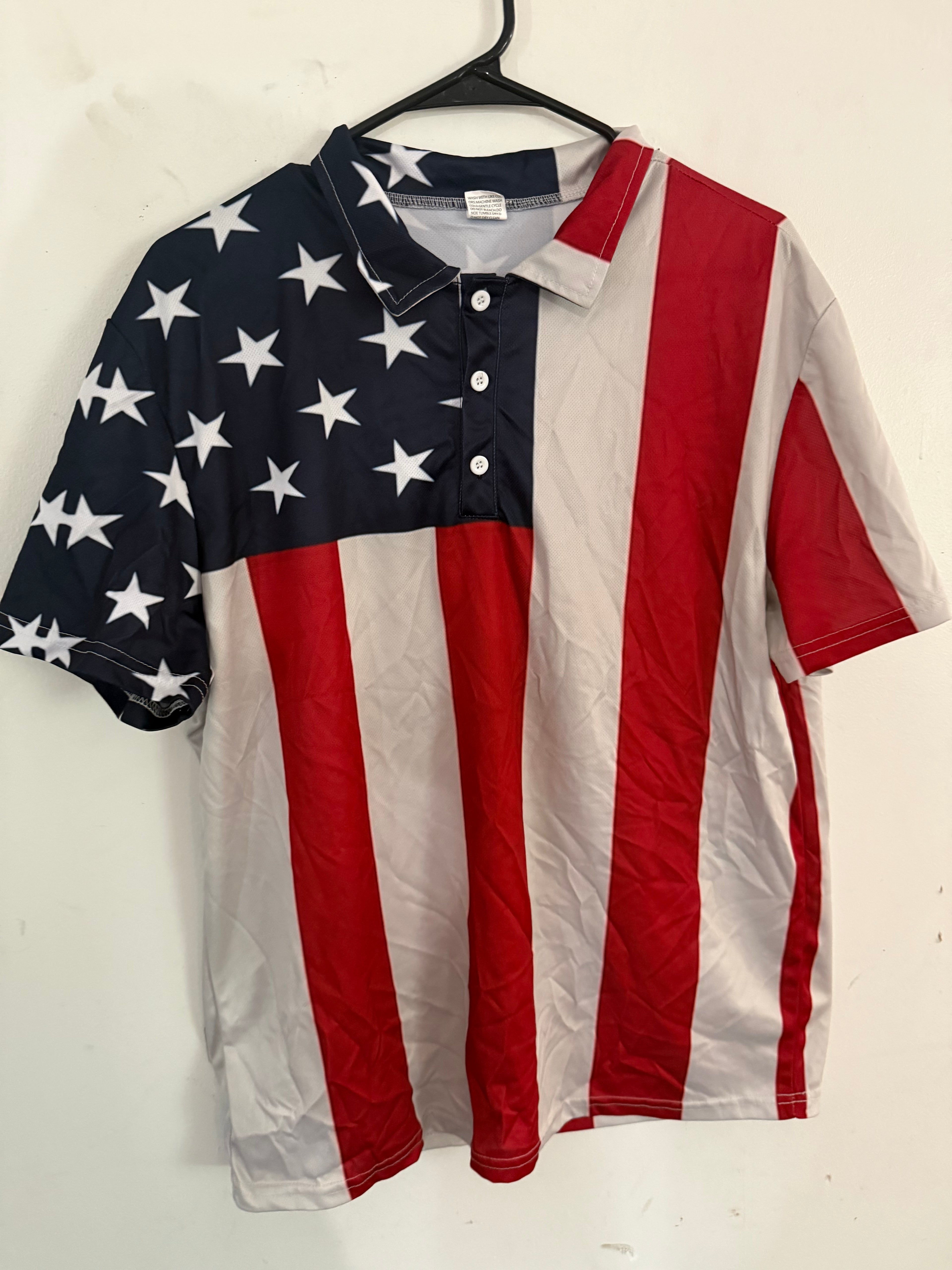 American Flag Collared Shirt